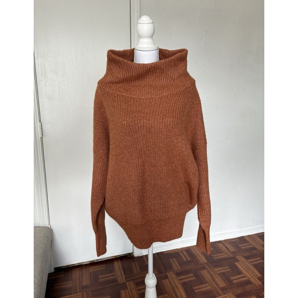 Calvin Klein Jeans Women's Orange Cowl Neck Long Sleeve Knitted Sweater Size L